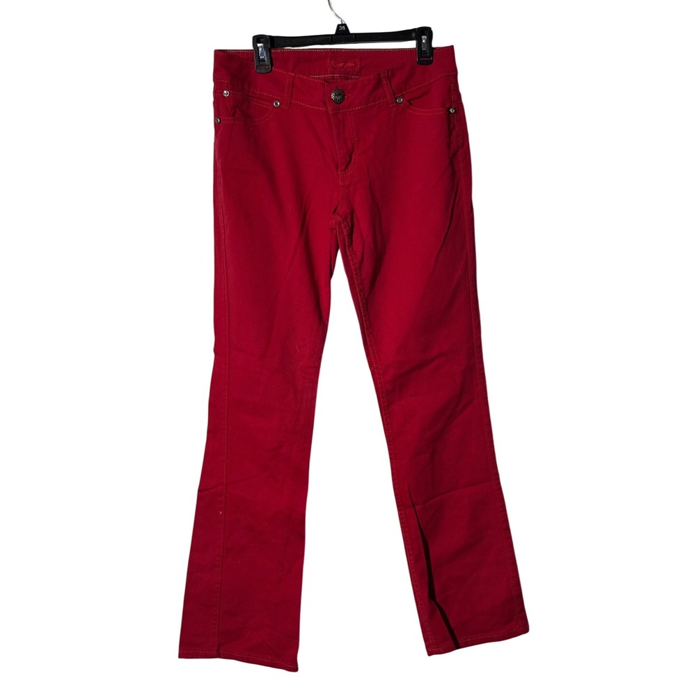 Wrangler Womens Red Denim Bootcut Jeans Low Rise Embroidered Back Pockets Size 9